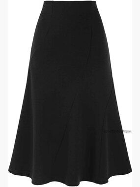 High Waisted Fishtail Midi Skirt Business Casual Panel Hem